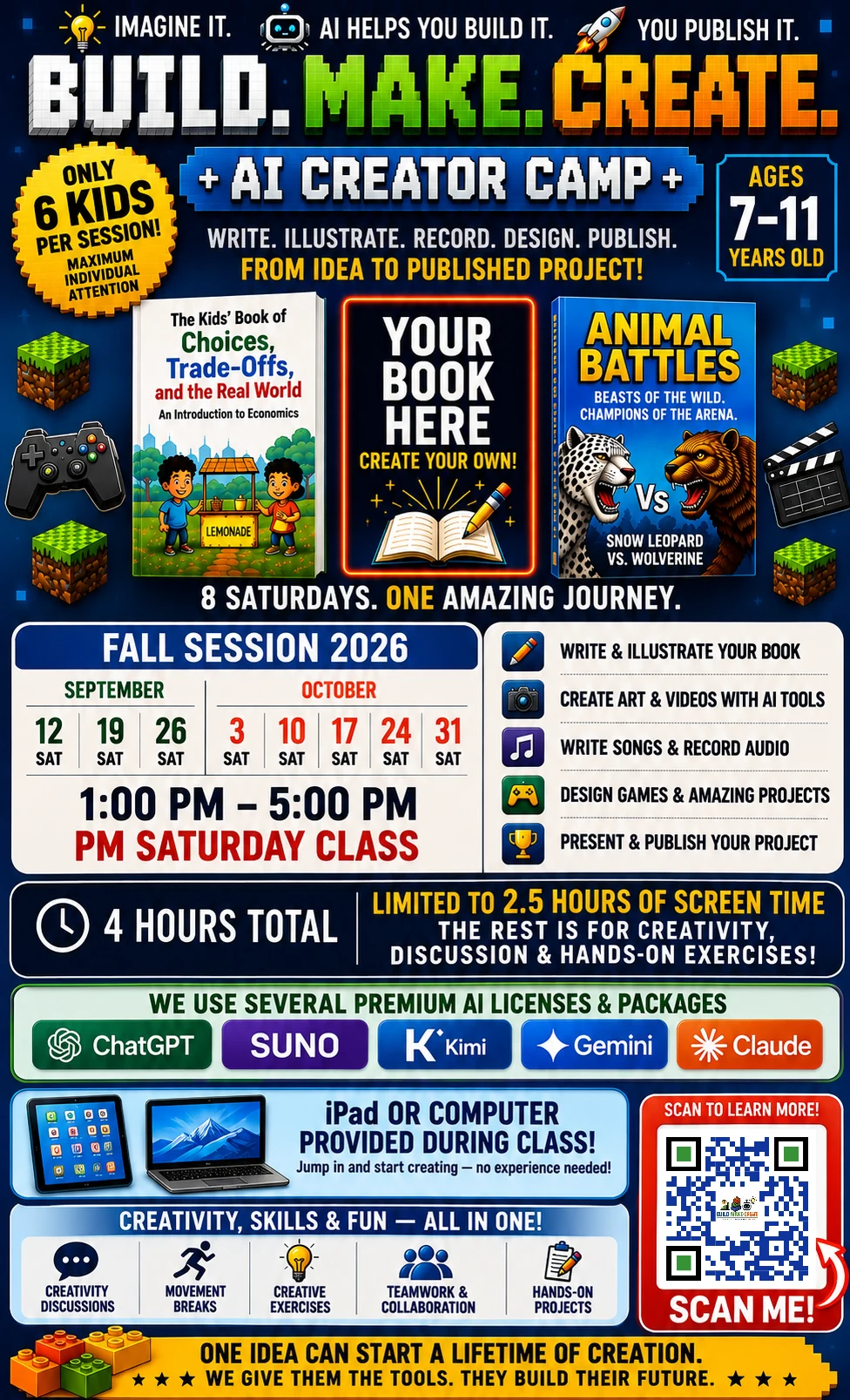 Build Make Create Fall 2026 AI Creator Camp flyer